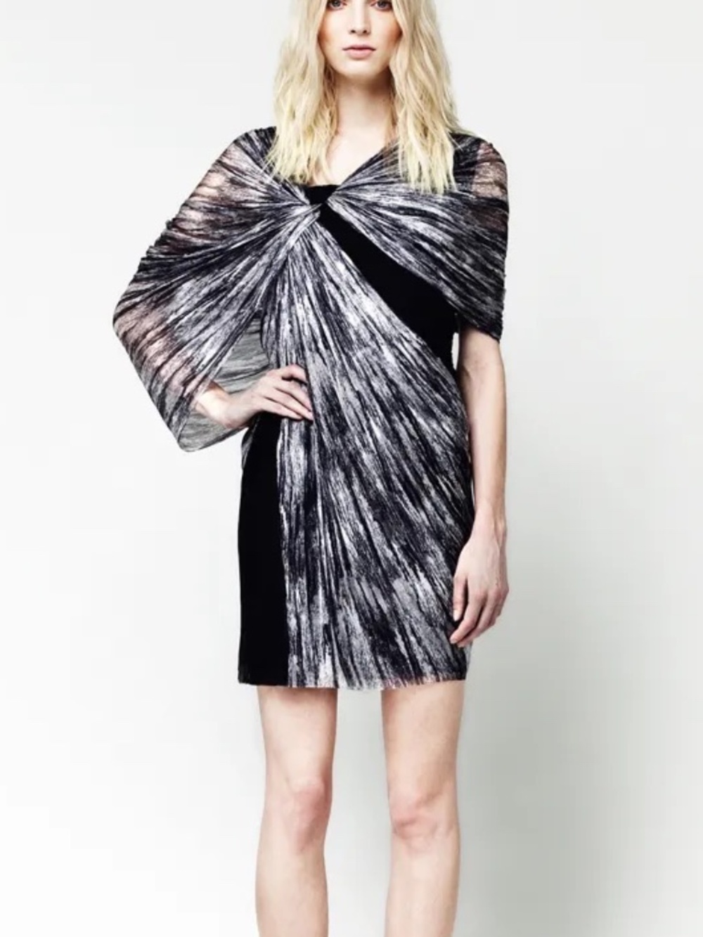 RARE Willow Australian Brand Draped Sleeveless Silk Black Mini Dress Sz 2 US